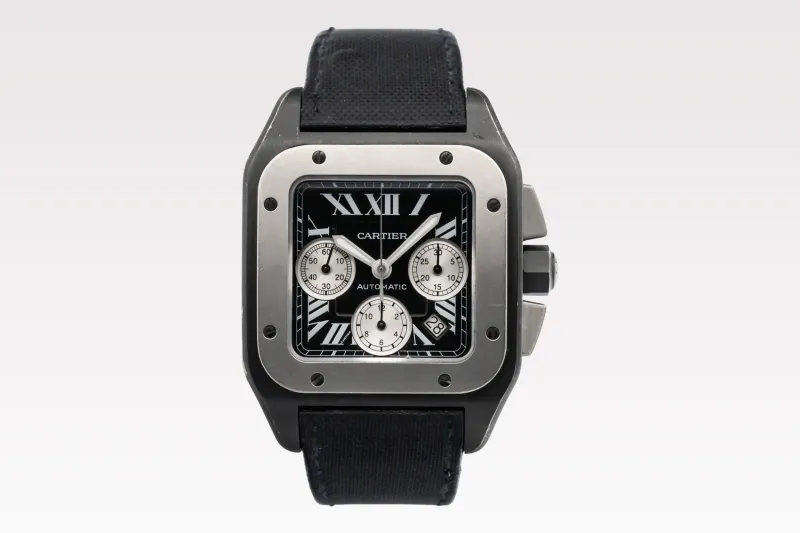 Cartier Santos 100 XL Chronograph 41.5mm Stainless Steel Black PVD Black Dial 3104