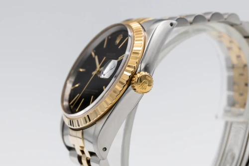 Rolex Datejust 36mm Stainless Steel & 18ct Yellow Gold Jubilee Bracelet Black Baton Dial 16233 1991