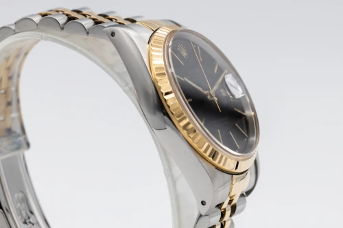 Rolex Datejust 36mm Stainless Steel & 18ct Yellow Gold Jubilee Bracelet Black Baton Dial 16233 1991