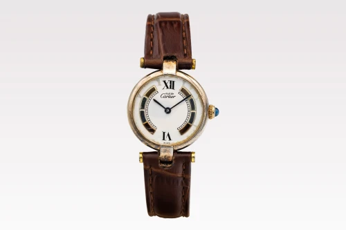 Cartier Trinity Vendôme 30mm Silver 925 Leather White Dial 590003