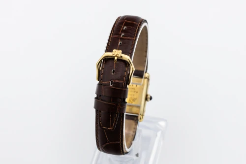 Cartier Tank Must de Cartier 20mm x 28mm Gold Plated Silver 925 Leather Burgundy Dial