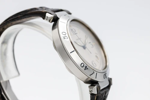 Cartier Pasha 38mm Stainless Steel White Dial Leather Strap 1040
