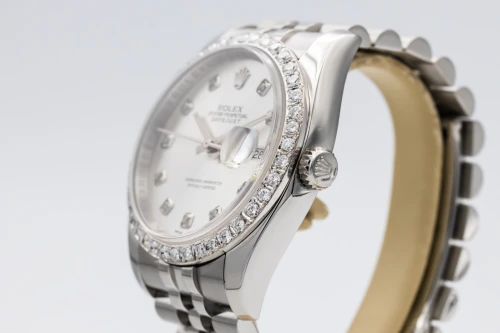 Rolex Datejust 36mm Stainless Steel Jubilee Silver Diamond Dial 116234